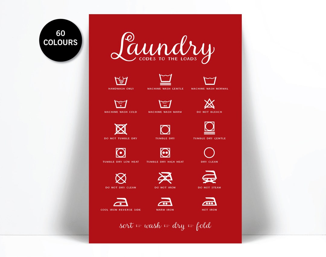 Laundry Care Symbols Art Print Laundry Room Poster Laundry Etsy