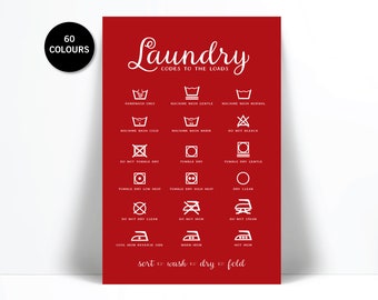 Laundry Care Symbols Art Print - Laundry Room Poster - Laundry Washing Instructions Decor - Laundry Room Art - Laundry Procedures Sign Print