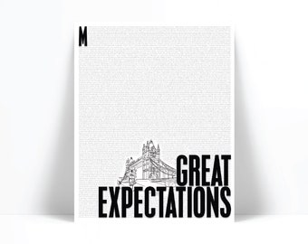 Great Expectations by Charles Dickens Art Print - Poster for Book Lovers - Literature Literary Poster - English Teacher Gift - Library Decor