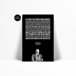 Theodore Roosevelt - Man in the Arena Speech - Typographic Print - American History - Teddy Roosevelt - Inspirational Motivational Quote Art