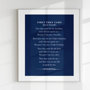 First They Came Then They Came For Me Art Print Martin Niemöller Holocaust Poem Racism Civil Human Rights Immigration Fascism Poster image 4