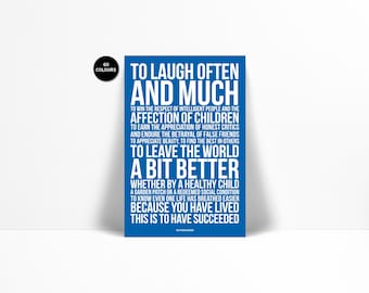 Ralph Waldo Emerson Quote Art Print - To Laugh Often - Graduation Gift - Literary Quote - Inspirational Art - Success Motivational Poster