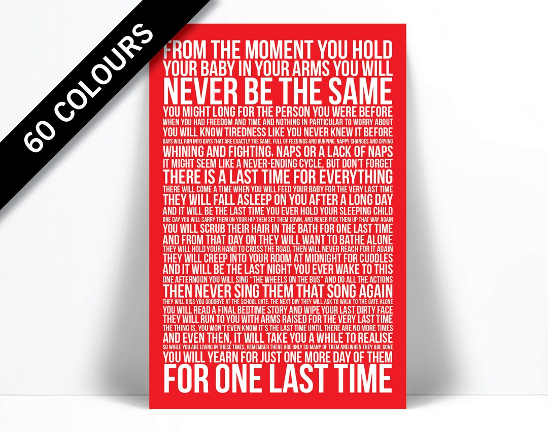 The Last Time Poem Art Print Nursery Decor New Parents Etsy
