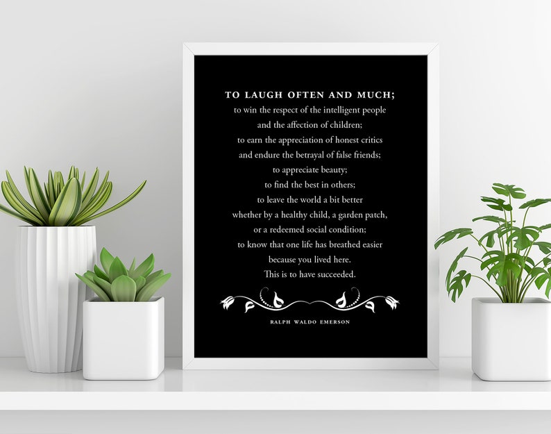 Ralph Waldo Emerson Quote Art Print - to Laugh Often - Graduation Gift ...