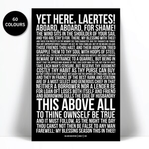 William Shakespeare Quote Art Print - Polonius&#39; Advice to Laertes - Hamlet Print Poster - To Thine Own Self Be True - Theatre Literary Art