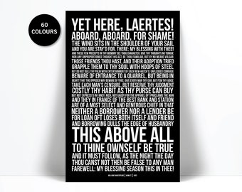 William Shakespeare Quote Art Print - Polonius' Advice to Laertes - Hamlet Print Poster - To Thine Own Self Be True - Theatre Literary Art