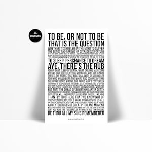 William Shakespeare Quote Art Print - Hamlet's Soliloquy - to Be or Not ...