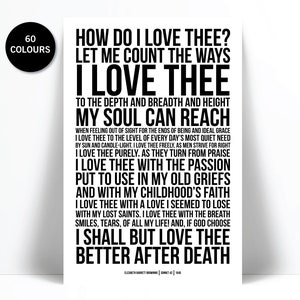 How Do I Love Thee Elizabeth Barrett Browning Art Print - Poster for Poetry Literature Lovers - Poem Poster - Poetry Poster - Literary Print