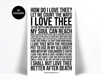 How Do I Love Thee Elizabeth Barrett Browning Art Print - Poster for Poetry Literature Lovers - Poem Poster - Poetry Poster - Literary Print
