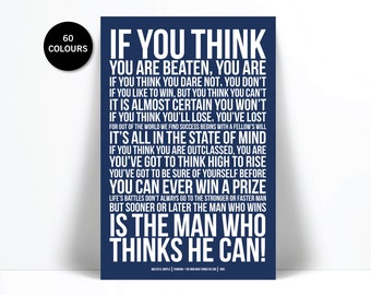 Man Who Thinks He Can - Art Print - Walter D Wintle - Motivational Quote - Inspirational Art - Graduation Gift - Literary Art - The Victor