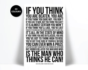 Man Who Thinks He Can - Art Print - Walter D Wintle - Motivational Quote - Inspirational Art - Graduation Gift - Literary Art - The Victor