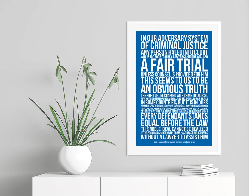 Gideon v. Wainwright Art Print United States Supreme Court Case Quote Justice Legal Poster Lawyer Judge Law Student Gift Classroom image 4