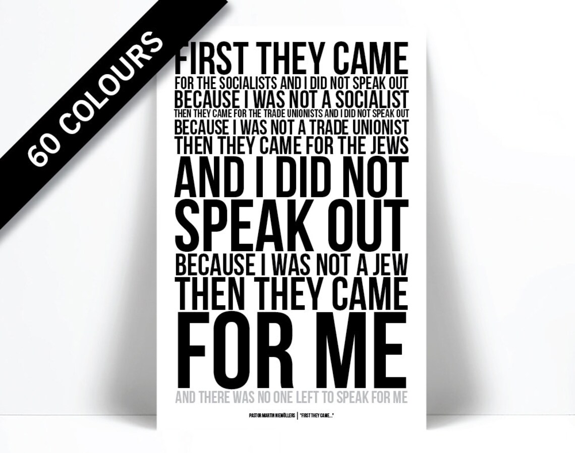 First They Came Then They Came for Me Art Print Martin | Etsy Canada