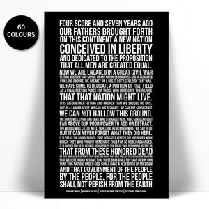 Abraham Lincoln Gettysburg Address Quote Art Print Presidential Speech Poster Historical Civil War Wall Art American History President image 1