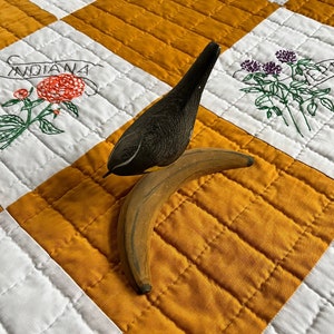 VINTAGE Hand Carved + Painted Wooden Folk Banana Bird Sculpture
