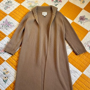 90s - SIDEFFECTS - Taupe Duster Sweater Coat, Small-Medium-Large