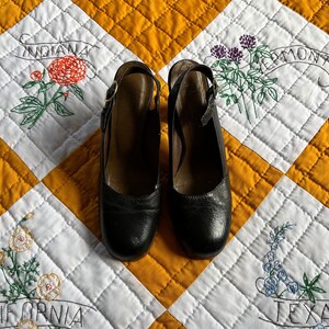 60s/70s - NICKELS - Black Leather Slingback Pumps ***sold as is***, 8