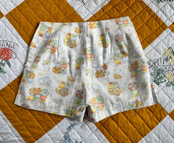 60s/70s Handmade Broadcloth "Rainy Day" Shorts, S… - image 5