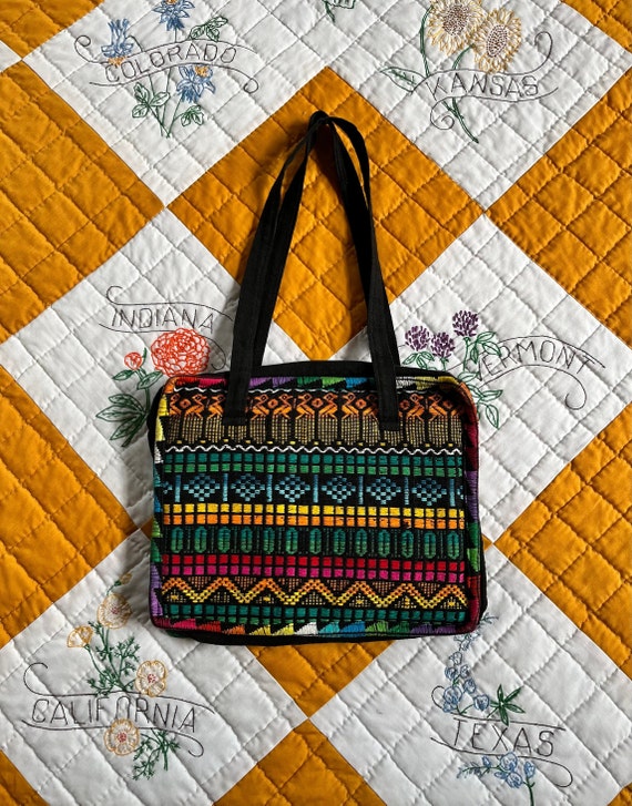 70s/80s Guatemalan Rainbow Embroidered Shoulder Ba