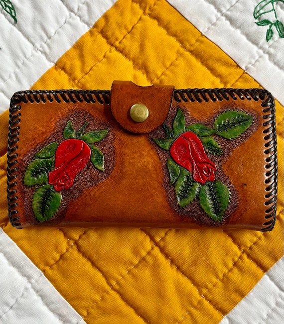 70s Hand-Tooled + Painted "Dorothy" Wallet - image 1