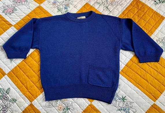 80s - TUMBLEWEEDS - Royal Blue Knit Sweater, Small-Me… - Gem
