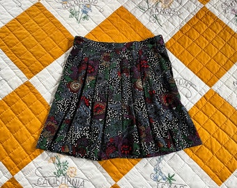 80s - WORTHINGTON - Dark Floral Skater Skirt, Small 28