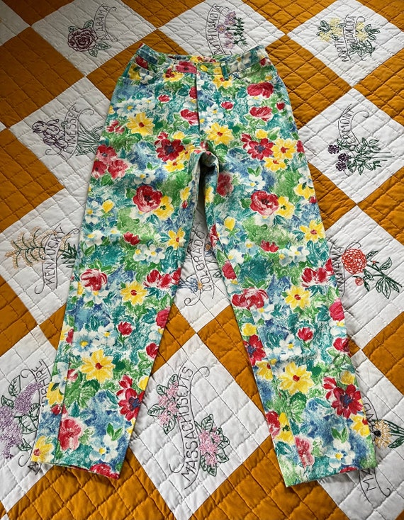 90s BENTLEY ARBUCKLE Floral Denim Spring Pants - Etsy