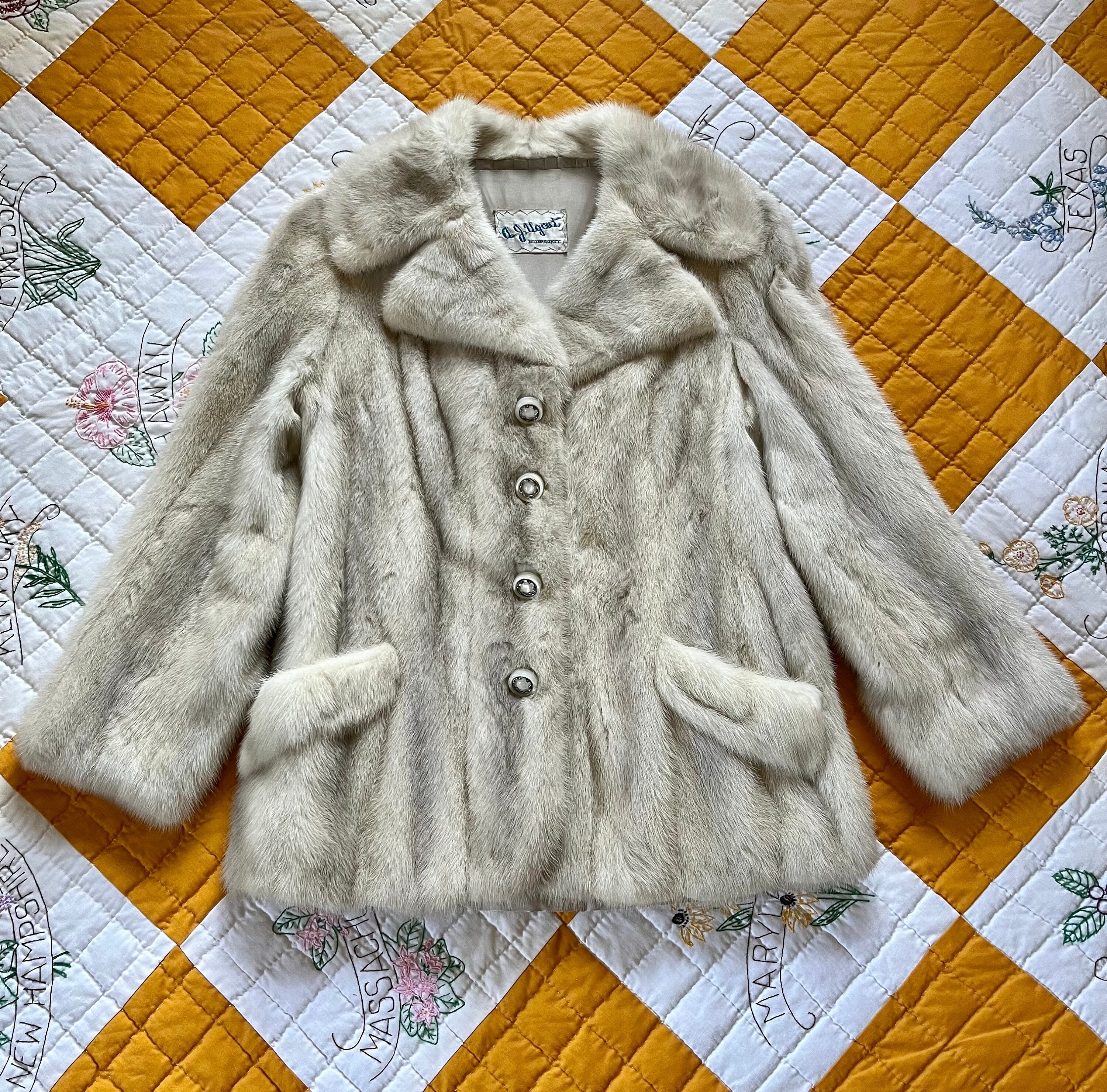 Classic Pastel Brown Mink Fur Coat Stroller Jacket S Fast Shipping