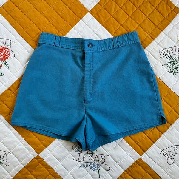 70s - LEVI'S - Electric Blue Twill Shorts, Small 27