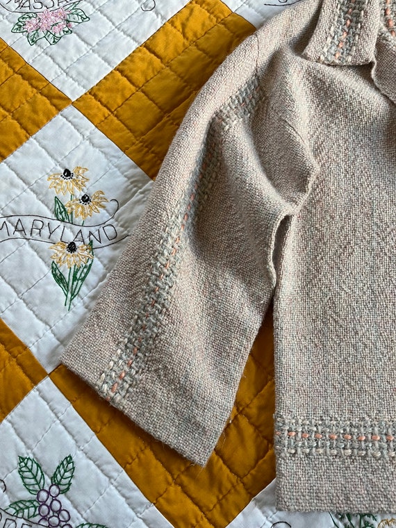 50s/60s Handmade Marled Pastel Woven Soft Wool Sw… - image 4