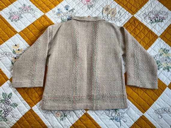 50s/60s Handmade Marled Pastel Woven Soft Wool Sw… - image 5