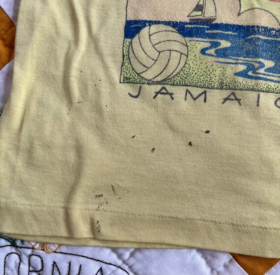 80s Pale Yellow Cropped "Jamaica" Graphic Tee, Ex… - image 2