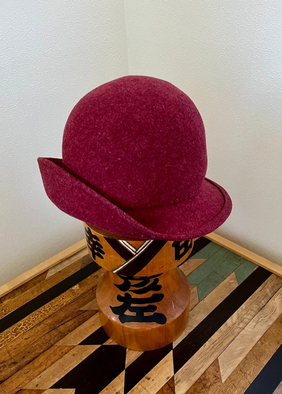 50s - FRANK OLIVE - Raspberry Wool Felt Bowler Hat - image 3