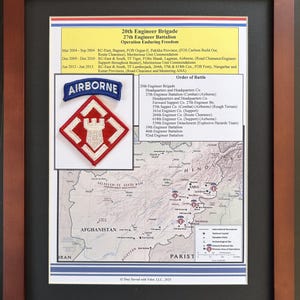 20th Engineer Brigade 27th Engineer Battalion OEF Afghanistan Patch & History Framed 11x14
