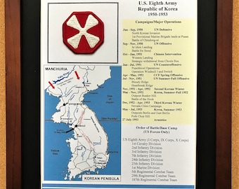 8th Army Unit History and Patch in Korea  11" x 14"