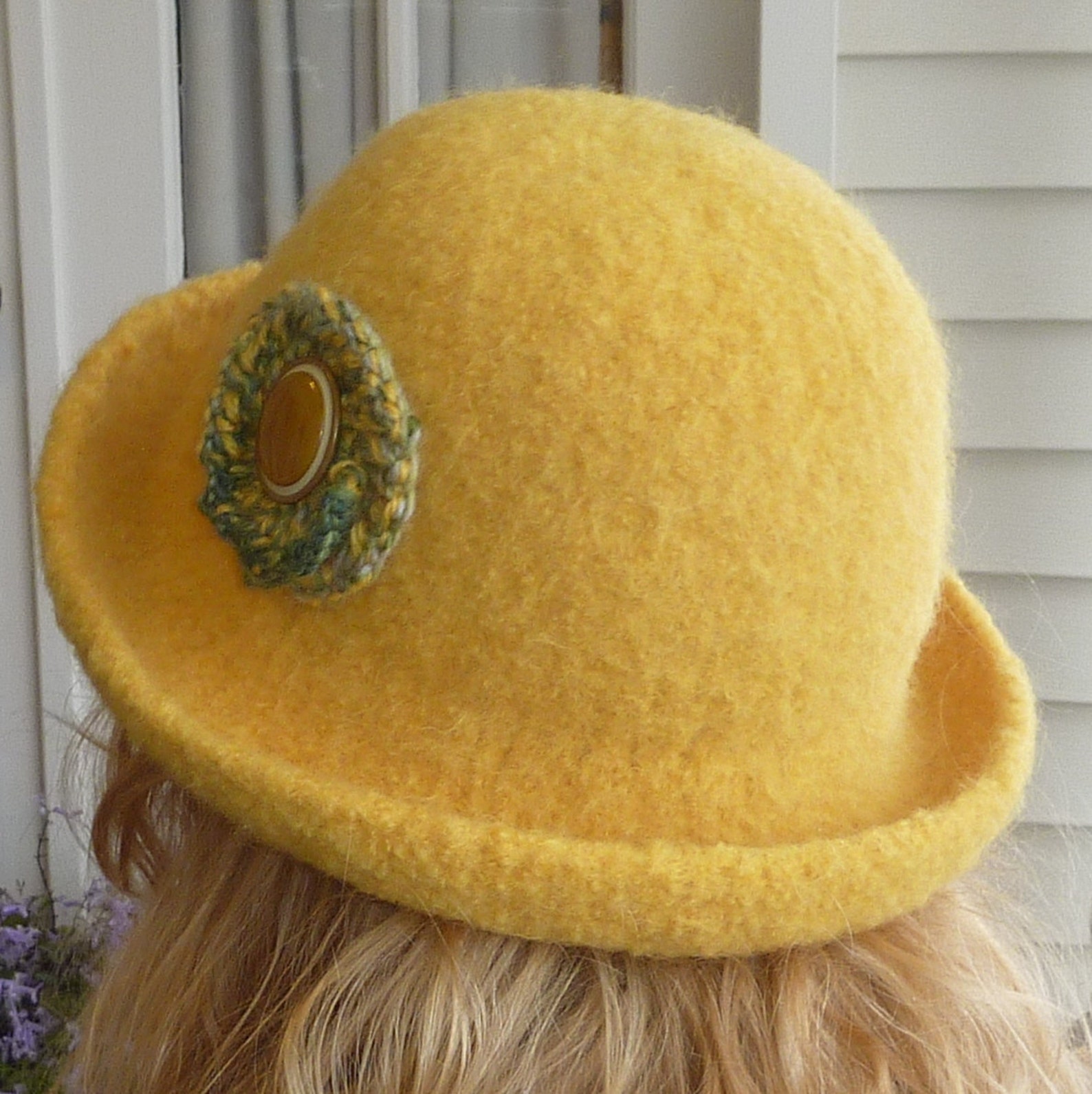 Small Brim Canary Yellow Felted Wool Hat Etsy