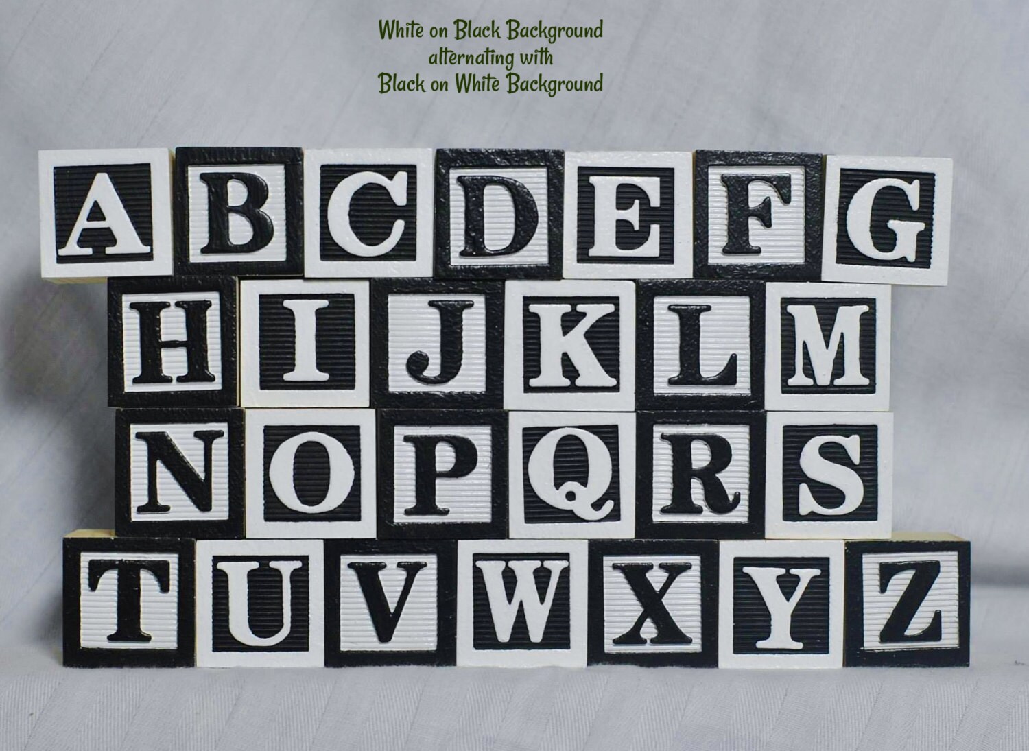 Custom Color Full Set Wooden Alphabet Blocks Custom Color ABC Etsy