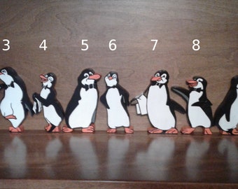 Poppins Penguin 5 in. Tall Standing Room Decor, Party, Baby Shower, Birthday Party, Hand Cut, Hand Painted