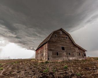 Barn Art Print - Fine Art Photo of Old Barn as Storm Approaches in Southern Nebraska Country Wall Art Farming Decor Gift for Fathers Day