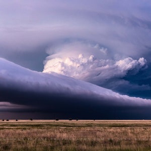 Storm Photography Print - Picture of Supercell Thunderstorm Spanning Horizon on Spring Day in Texas Weather Nature Photo Artwork Decor