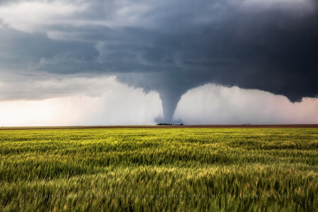 Storm Photography Print Picture of Large Tornado Passing Behind