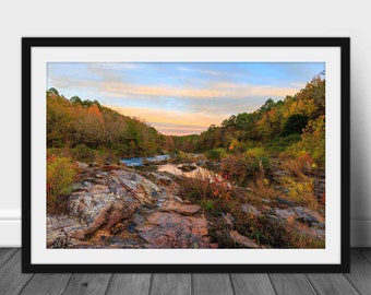 Framed Beavers Bend Print with Optional Mat - Fall Color Surrounding Creek near Broken Bow Lake Oklahoma Landscape Wall Art Nature Decor