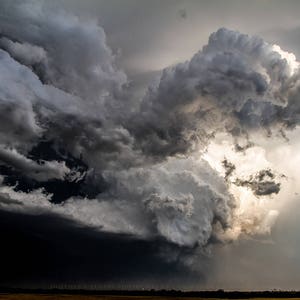 Thunderstorm Photography Print - Picture of Storm Cloud Shaped Like Fist on Stormy Day in Oklahoma Extreme Weather Wall Art Nature Decor