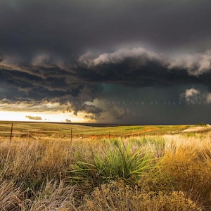 Storm Photography Print: Texas Panhandle Thunderstorm Western Landscape Plains Stormy Sky Canvas Metal Framed Picture Photo Wall Art Decor