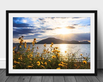 Framed Wichita Mountains Print (Ready to Hang) Picture of Mount Scott and Lake Lawtonka in Oklahoma Landscape Wall Art Nature Decor