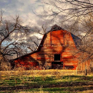 Red Barn Oklahoma • Print | Canvas | Metal | Framed • Country, Farm, Landscape, Autumn, Rustic, Photography, Picture, Photo, Wall Art, Decor