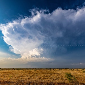 Storm Photography Print - Picture of Supercell Thunderstorm Mesocyclone Over Open Plains in Texas Weather Sky Wall Art Nature Decor