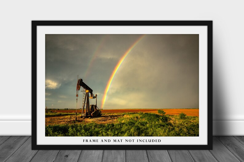 Oilfield Photography Print Picture of Rainbow Ending at Pump Etsy