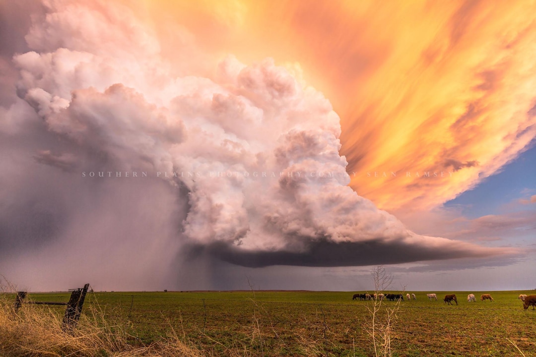 Storm Photography Print: Kansas Supercell Thunderstorm Sunset Sky Cloud ...