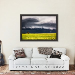 Storm Photography Print Picture of Thunderstorm Passing Behind Lone Tree on Nebraska Prairie Landscape Wall Art Nature Decor image 5